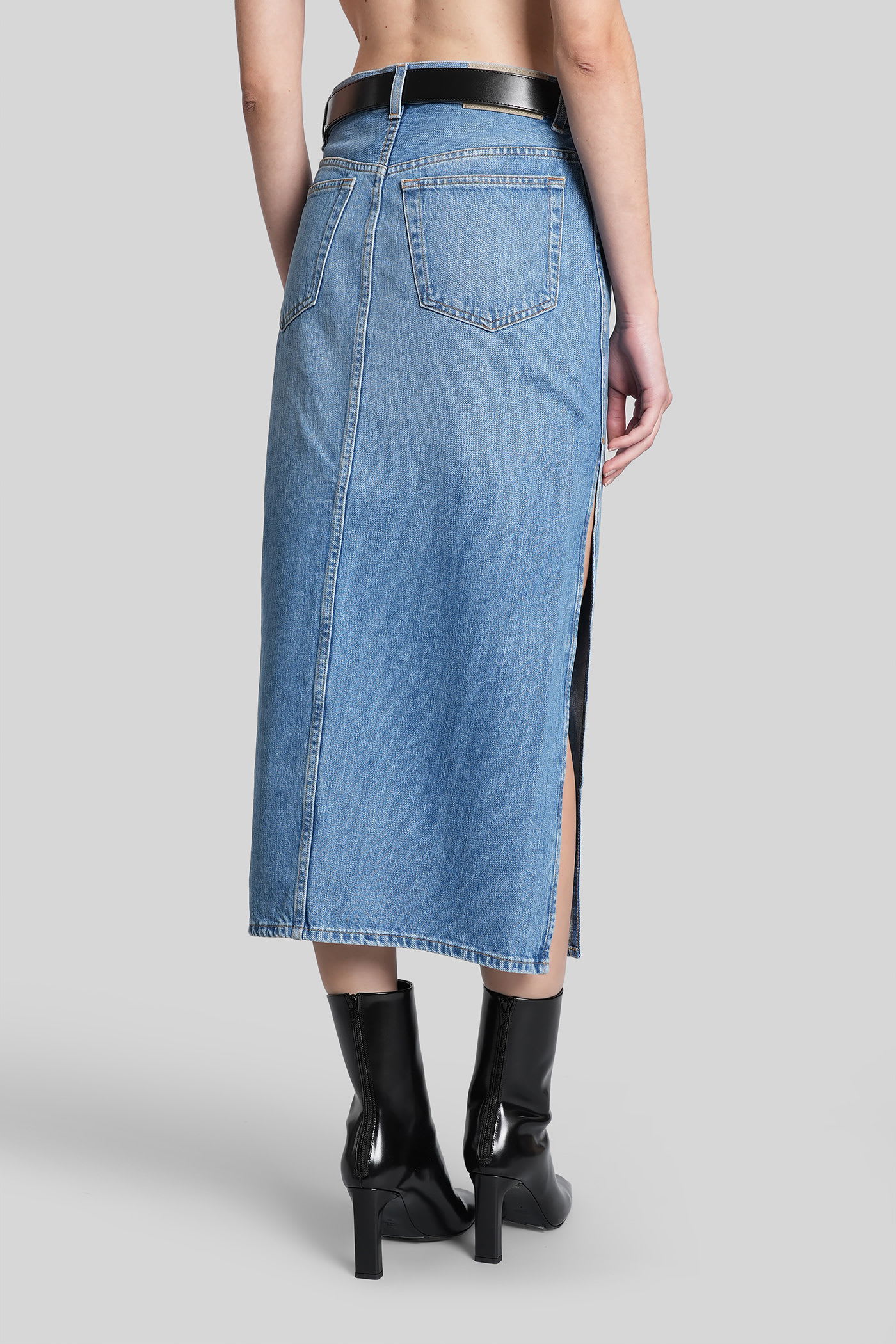 Givenchy Denim High-split Midi Skirt In Blue