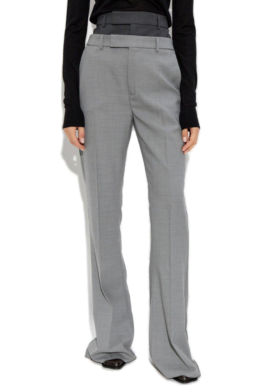 SPORTMAX LAYERED-EFFECT PLEAT DETAILED FLARED TROUSERS 