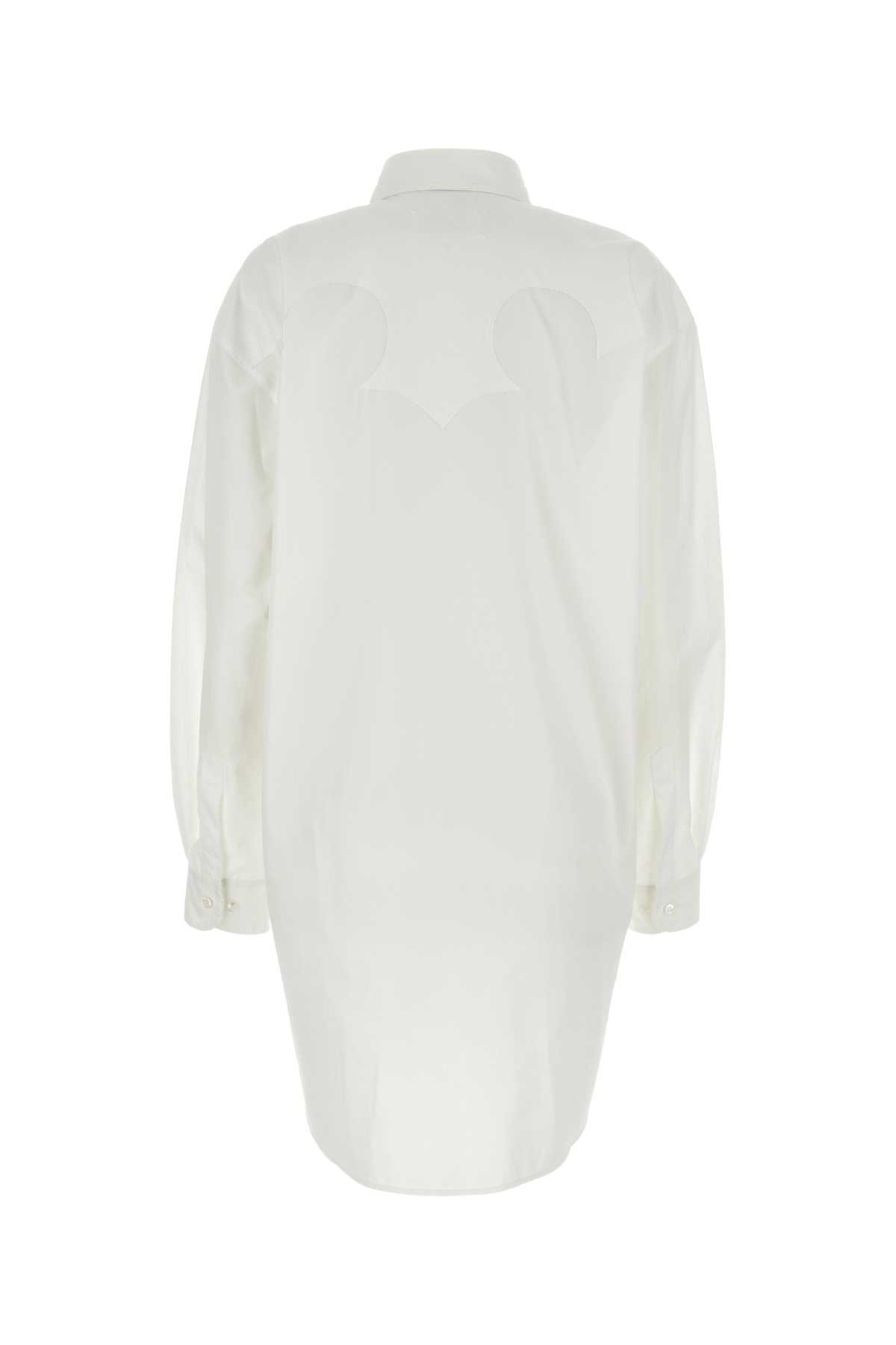 Maison Margiela White Poplin Shirt Mini Dress In Opticwhite