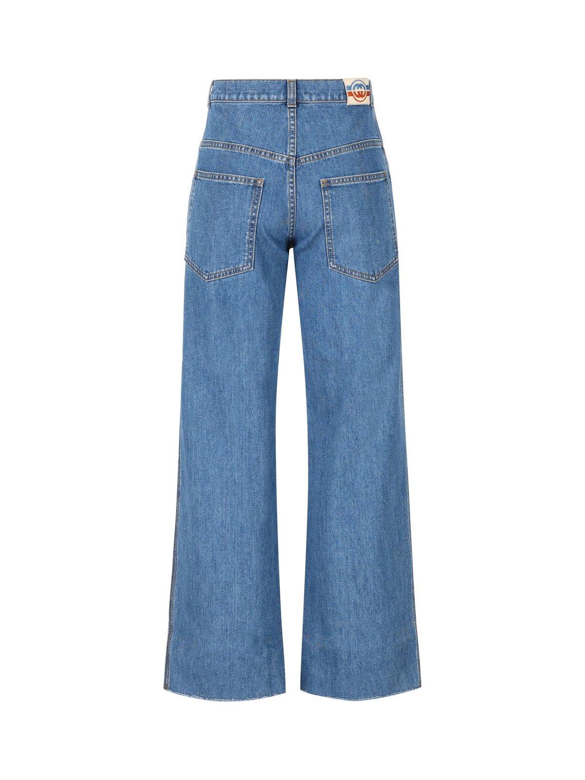 Shop Gucci Logo Patch Flared Jeans In Blu
