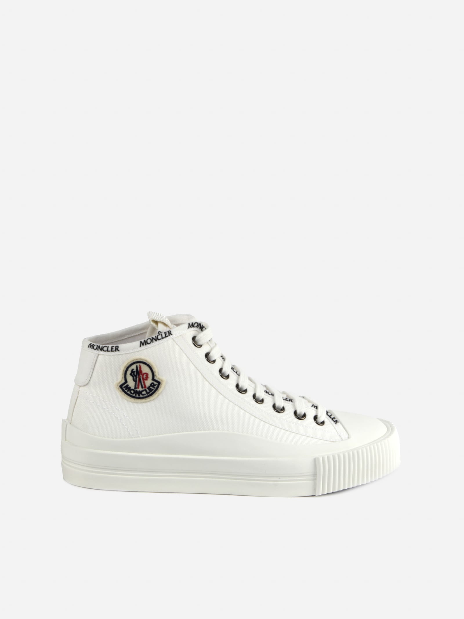 Moncler High Top Sneakers Made Of Cotton In White