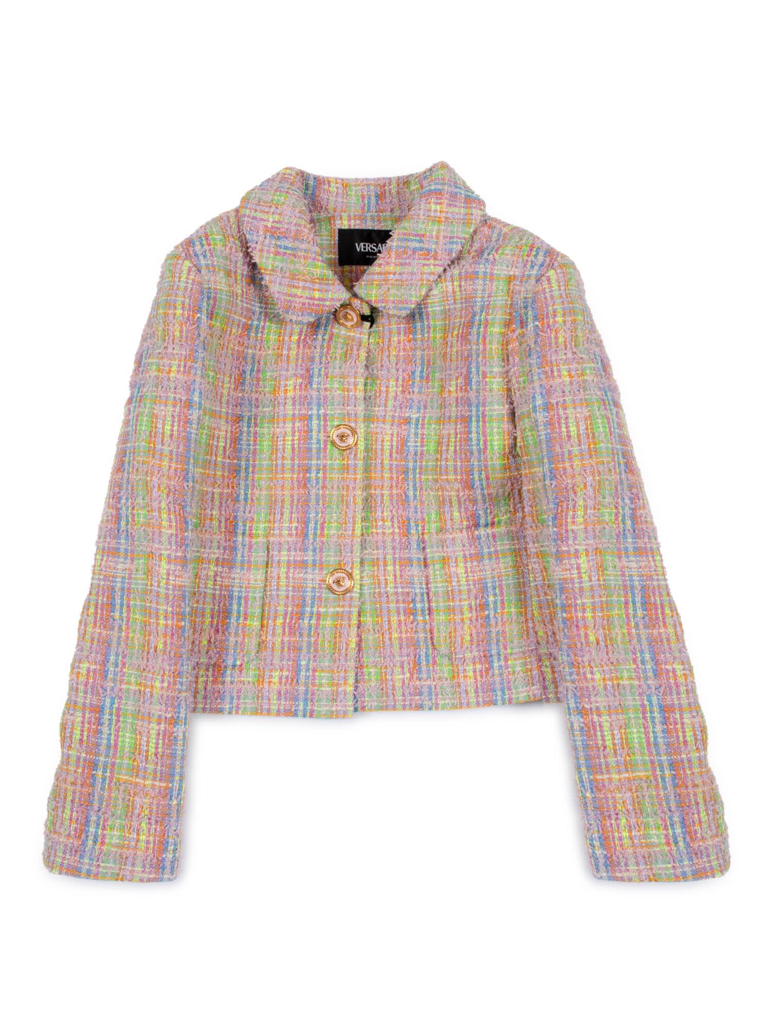 Versace Girl's Informal Tweed Jacket In Multi