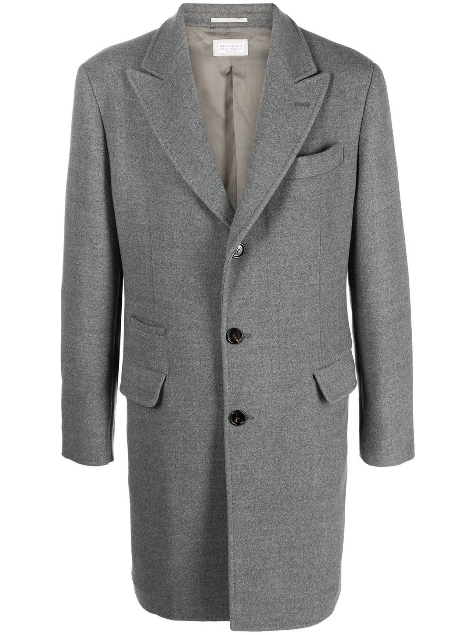 Brunello Cucinelli Grey Virgin Wool Coat