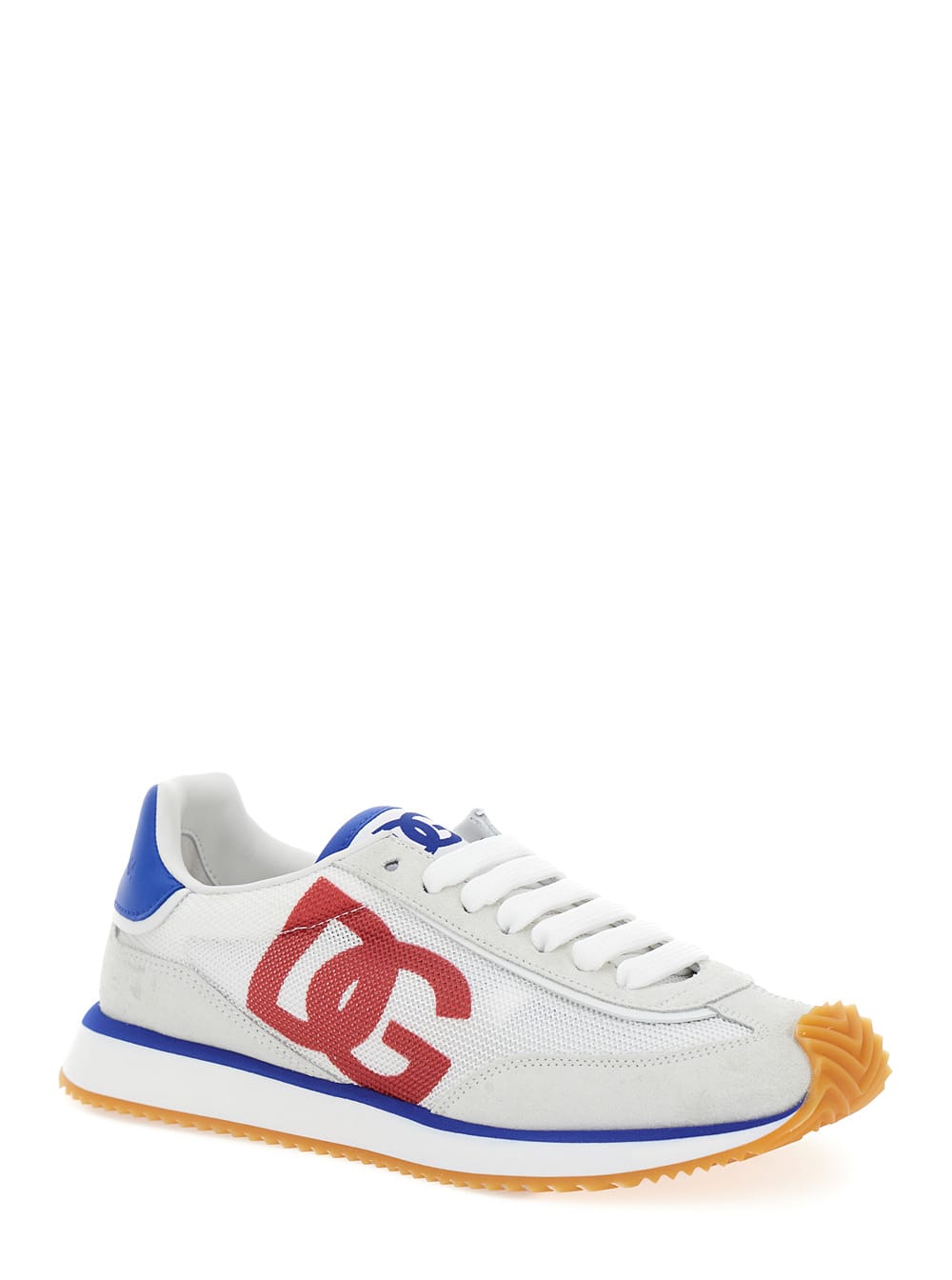 Shop Dolce & Gabbana Aria Multicolor Running Sneakers With Logo Detail In Suede And Tech Fabric Woman In White