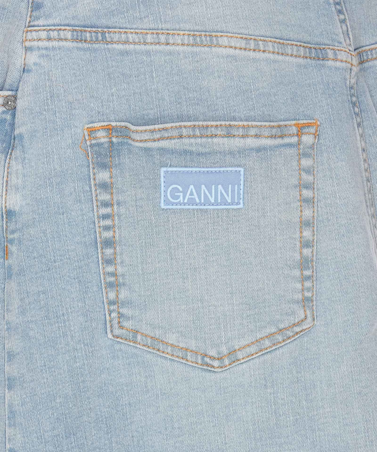 Shop Ganni Denim Midi Skirt In Blue