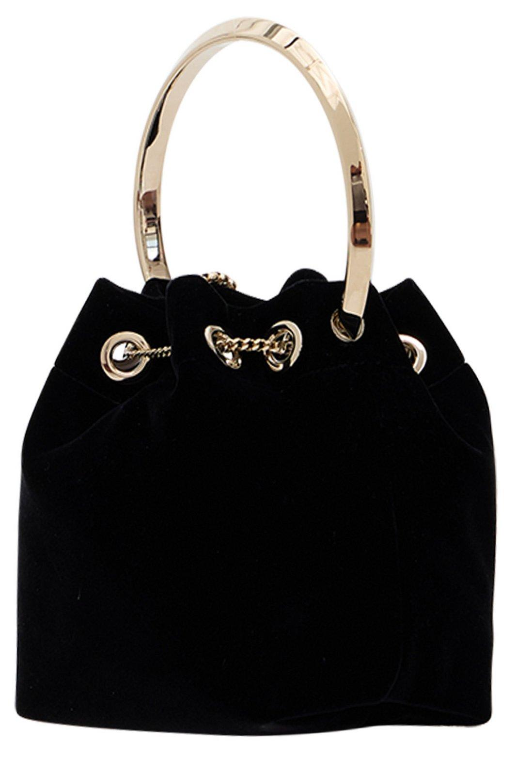 Jimmy Choo Round Handle Shoulder Bag Tassel In Black