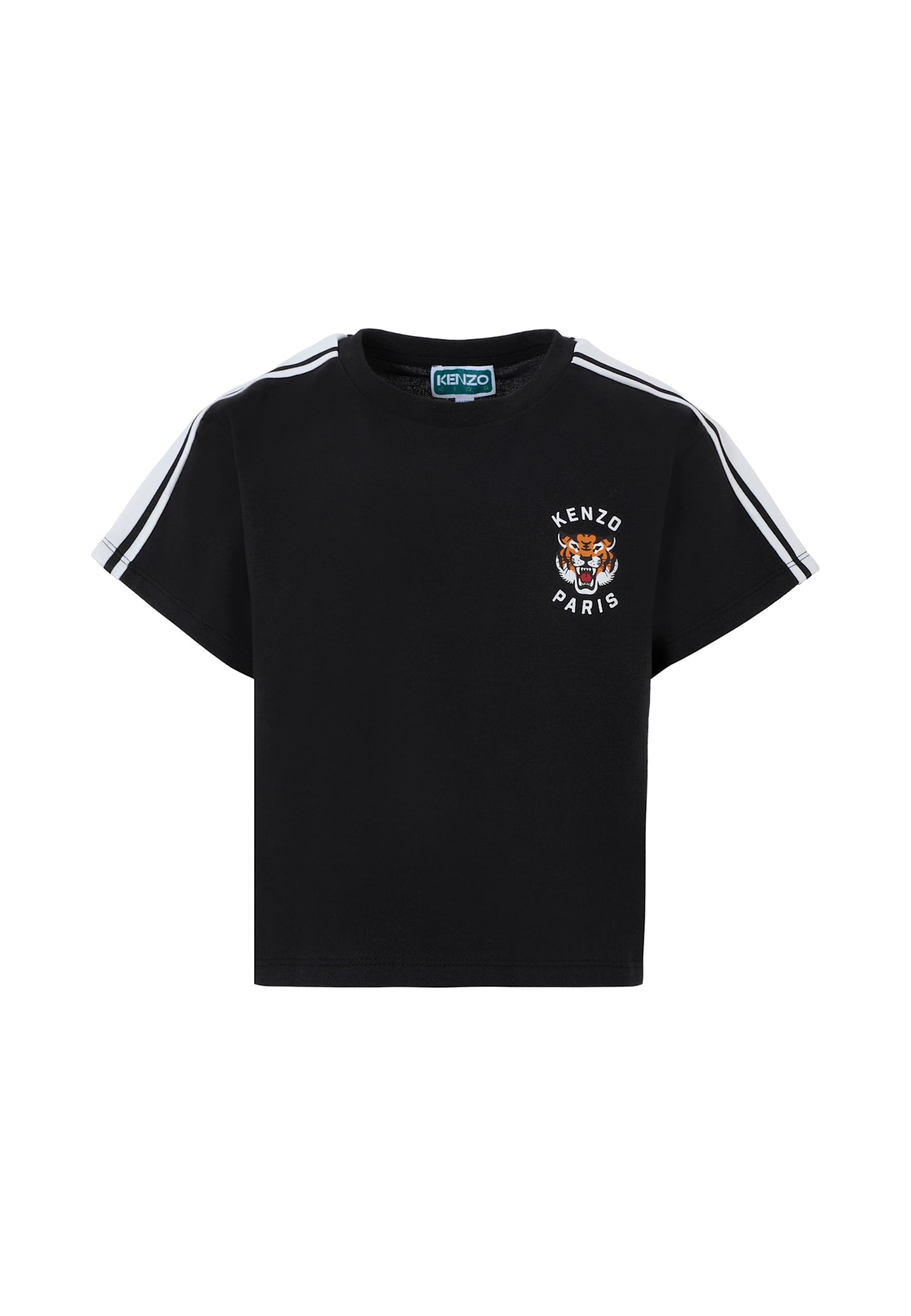 Kenzo Black T-shirt For Kids With Lucky Tiger In Black