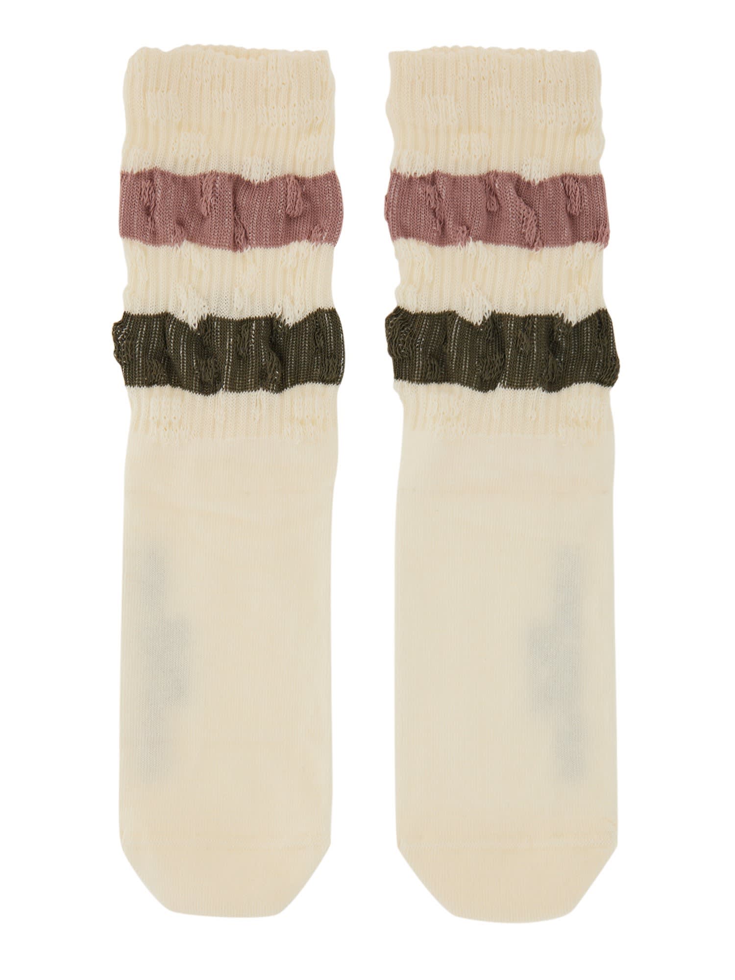 Shop Golden Goose Striped Socks In Vintage White/ Multicolor