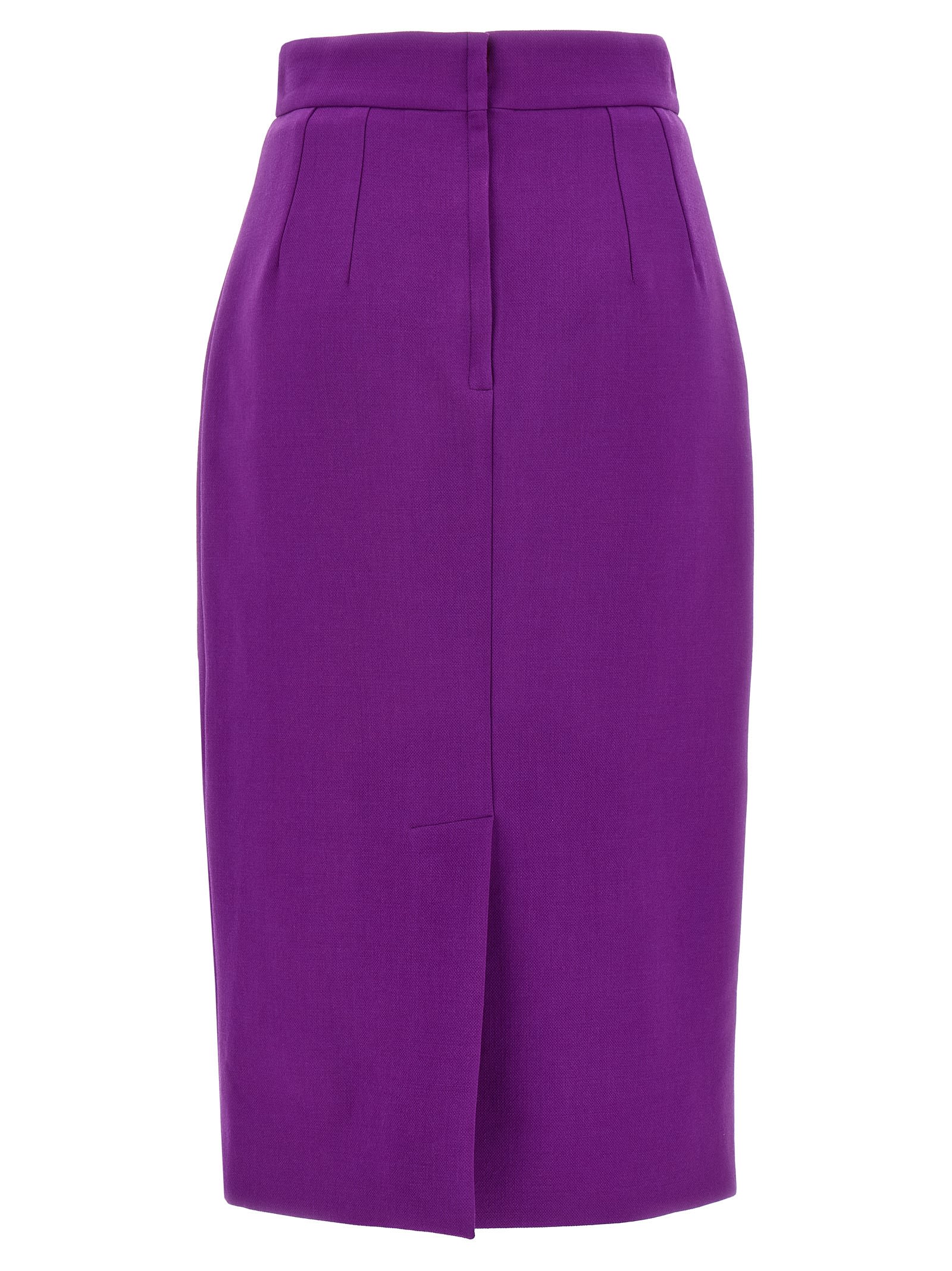 Dolce & Gabbana Metallic Logo Skirt Front Slit High Waist In Purple