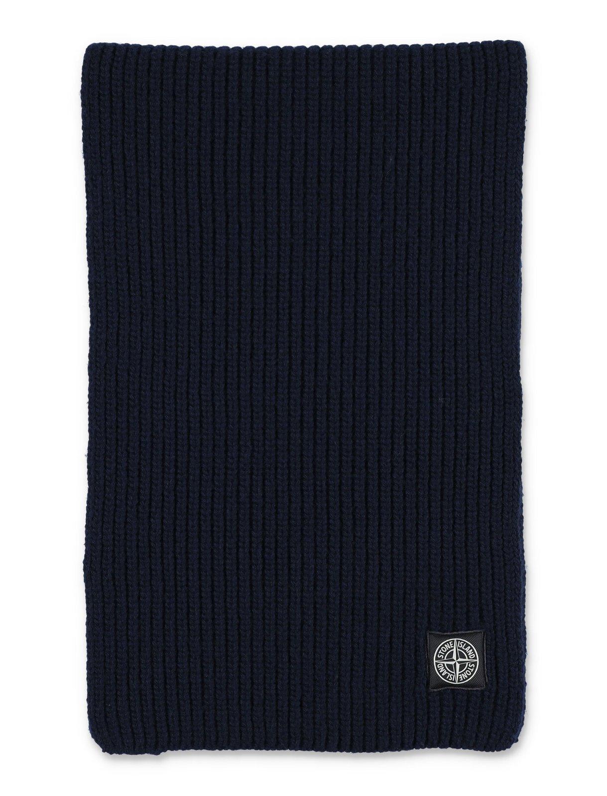 Stone Island Logo Patch Knitted Scarf