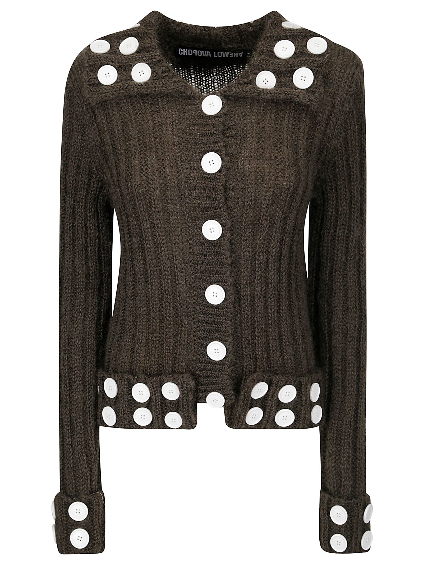 Shop Chopova Lowena Knitted Cardigan In Grey