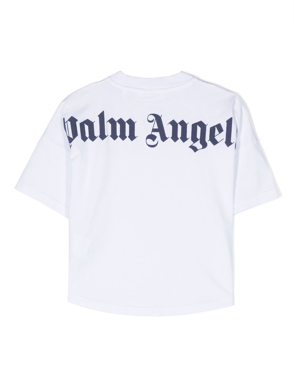 Shop Palm Angels Classic Overlogo Short Sleeves T-shirt In White Navy