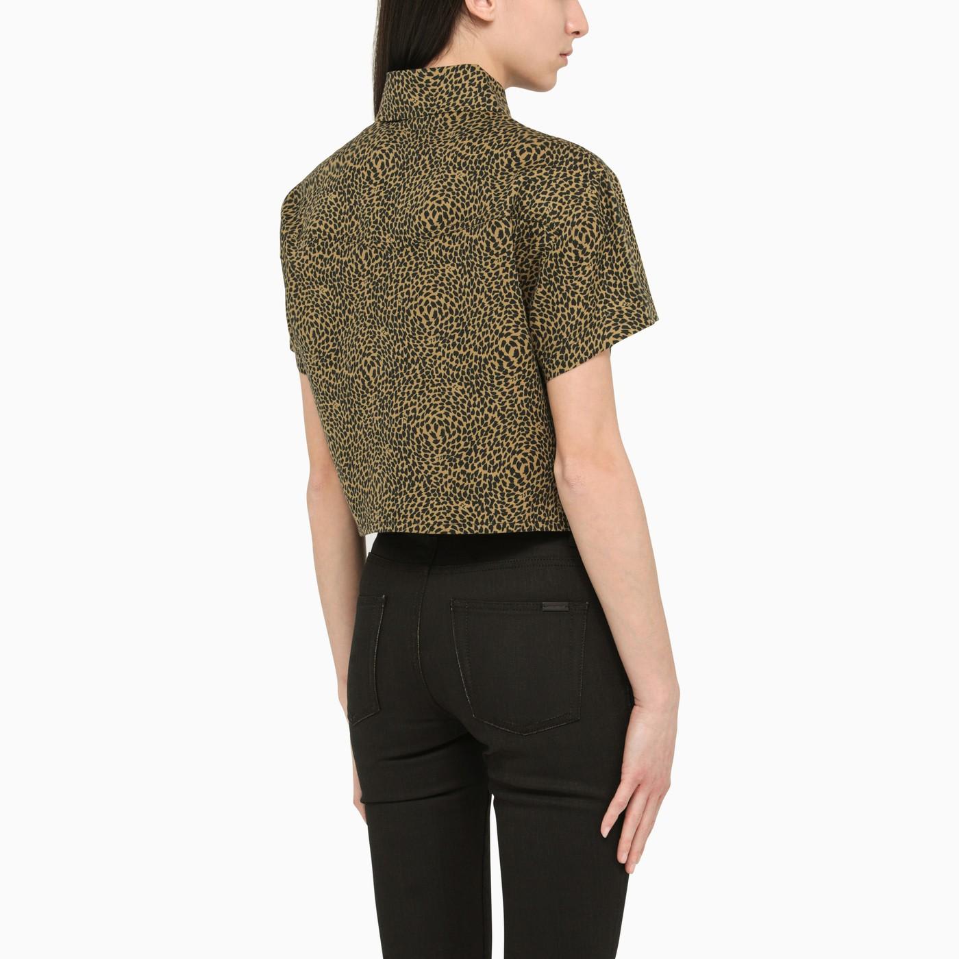 Shop Saint Laurent Printed Cropped Shirt In Brown