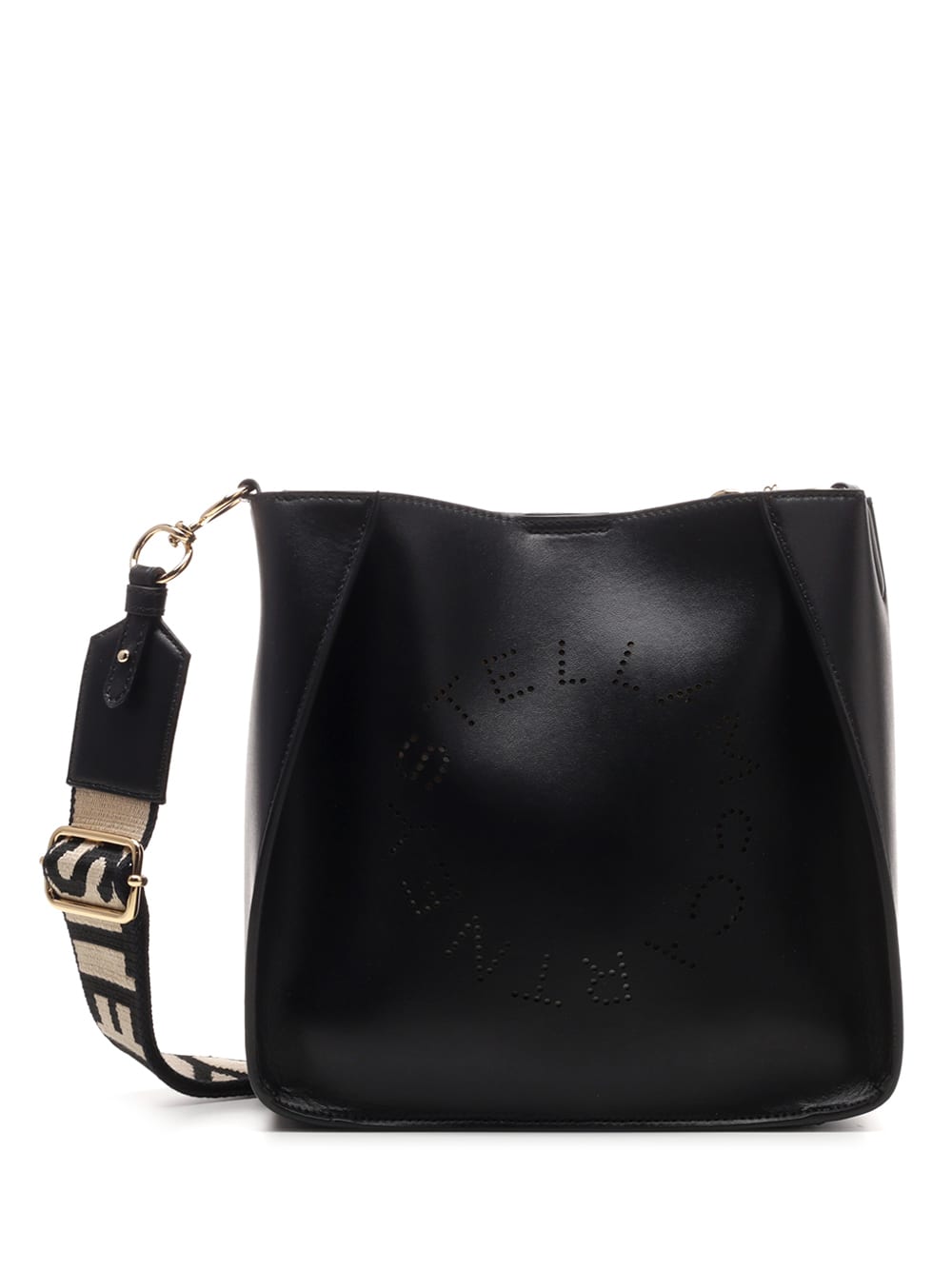 Shop Stella Mccartney Stella Logo Small Shoulder Bag In Black