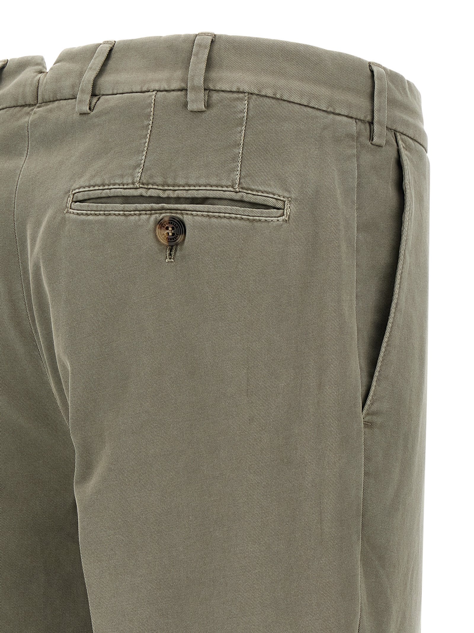 Brunello Cucinelli Cotton Trousers With Back Pockets And Belt Loops In Gray