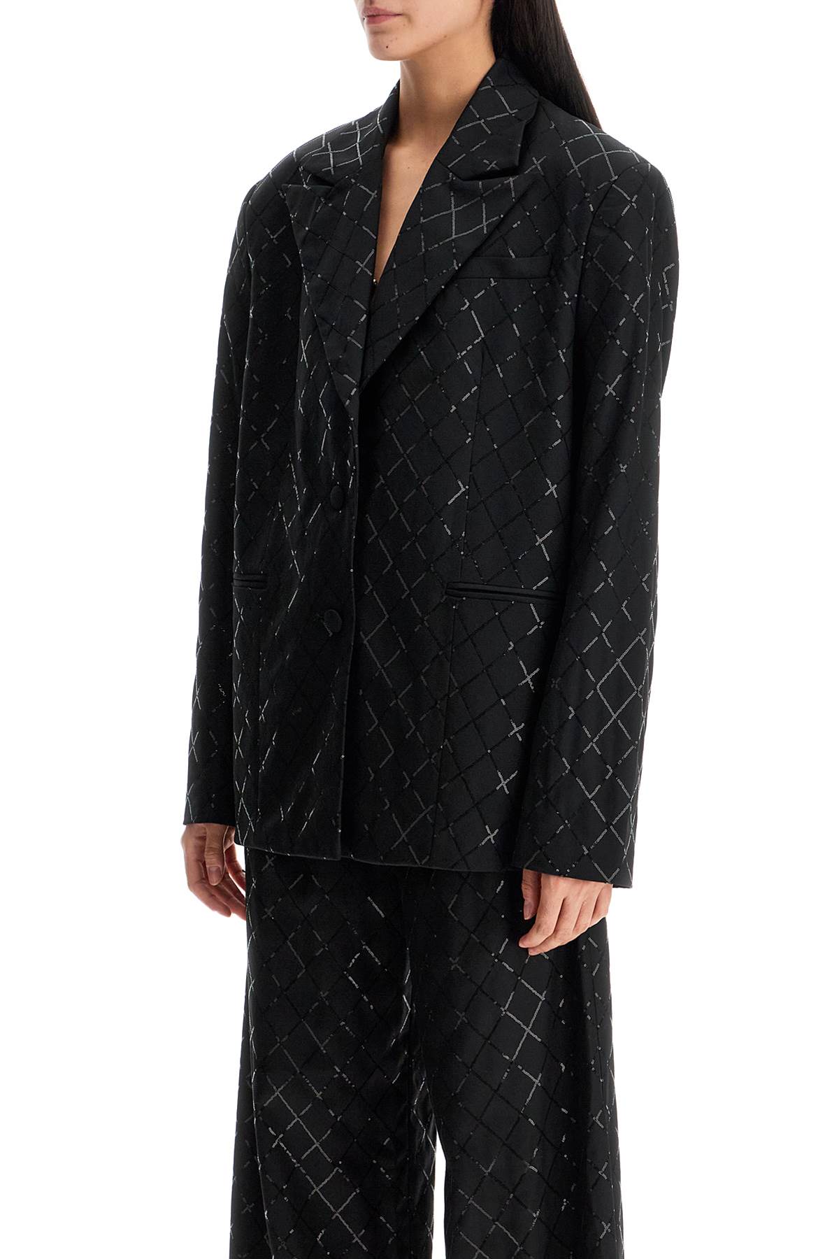 Rotate Birger Christensen Blazer Oversize Con Paillettes In Black (black)