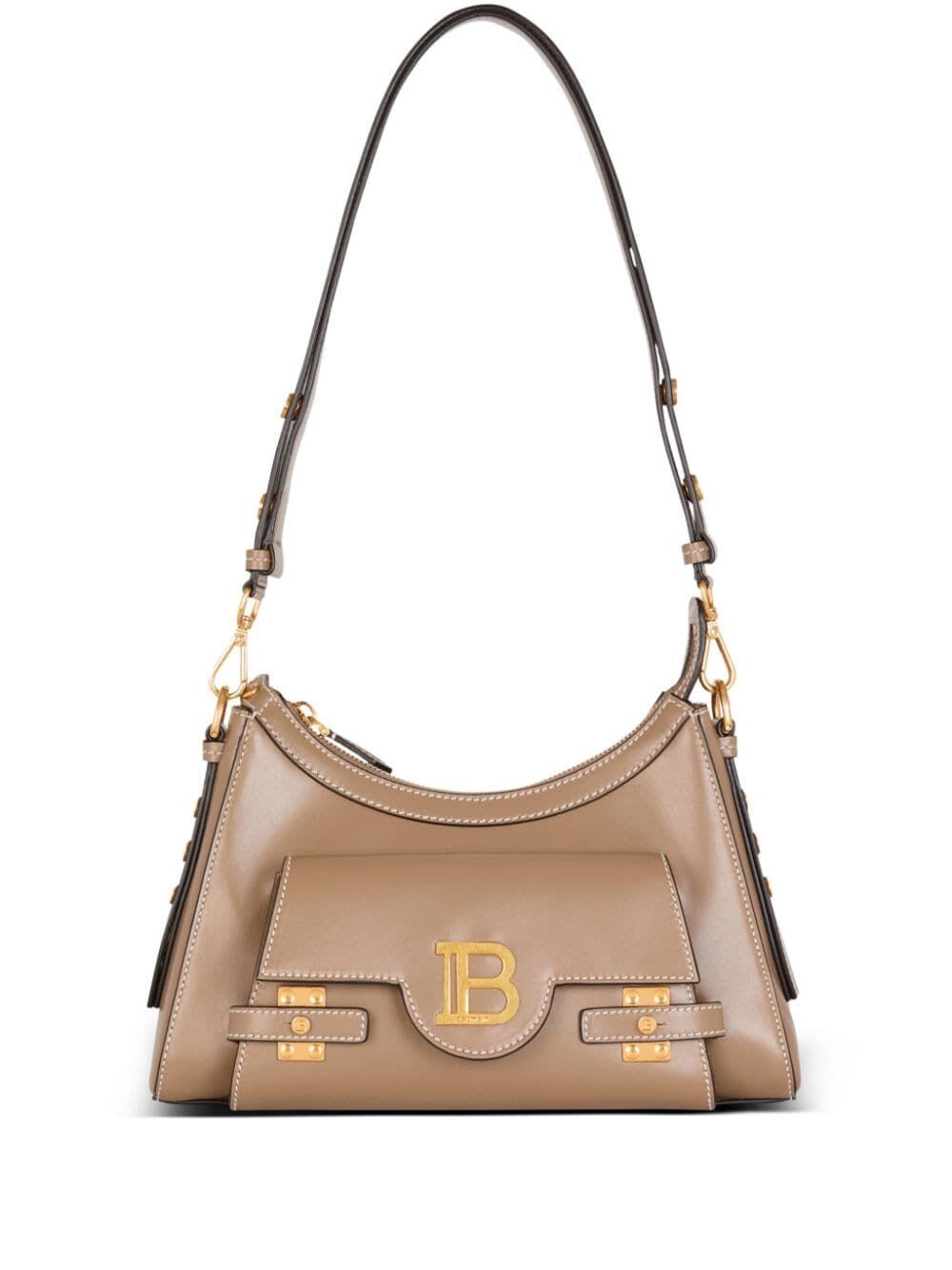 Shop Balmain B-buzz Hobo Bag In Ag Taupe