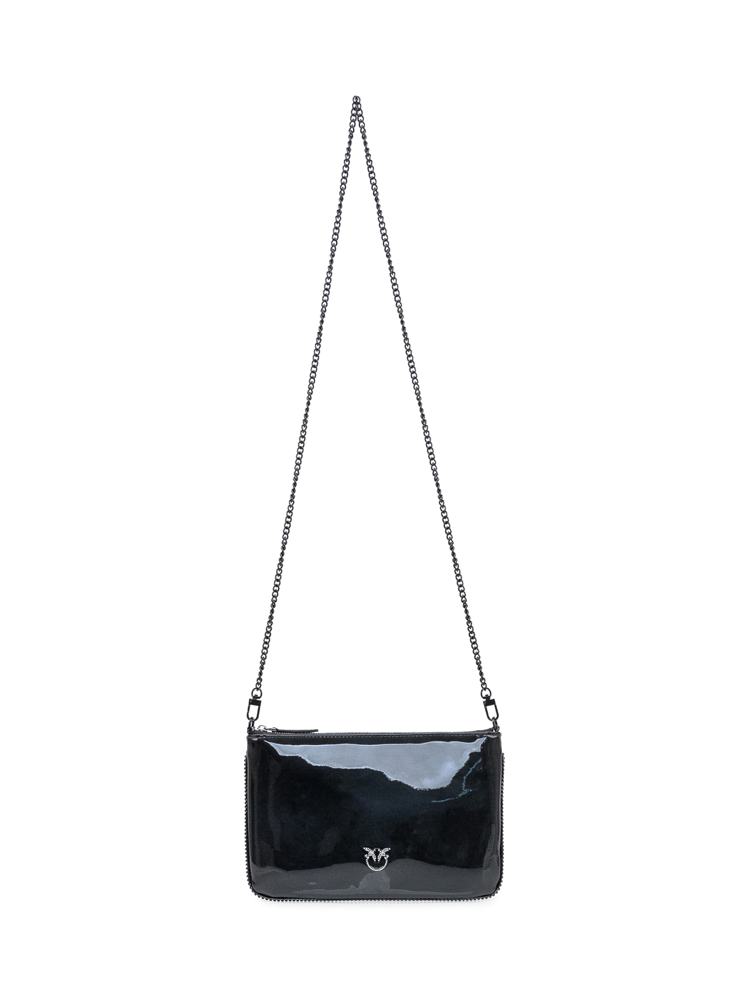 Shop Pinko Flat Classic Pochette In Nero Limousine