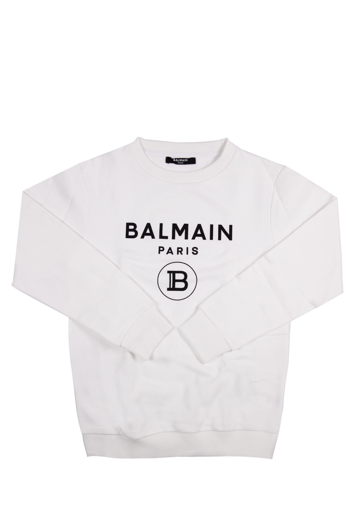 Balmain Kids' Cotton Jersey Sweatshirt In White