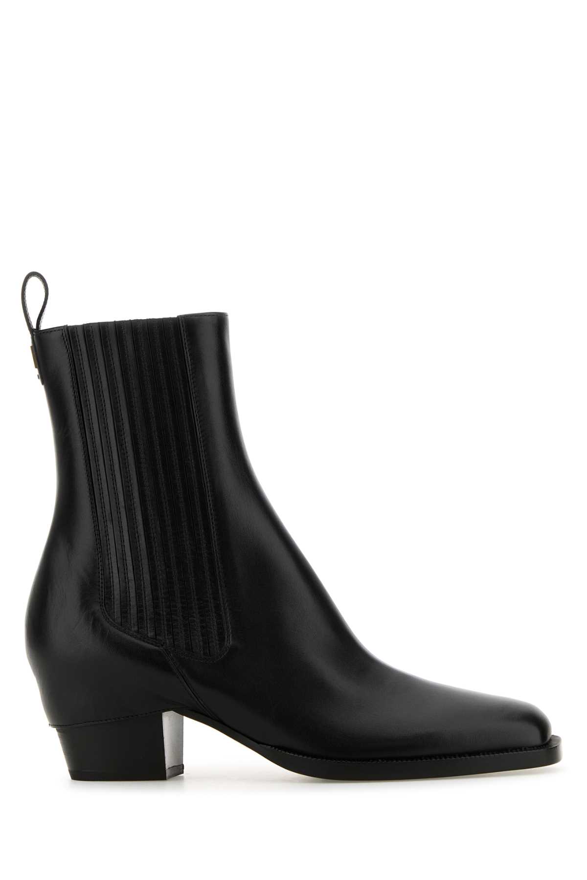 Shop Fendi Black Leather Ankle Boots In Nero