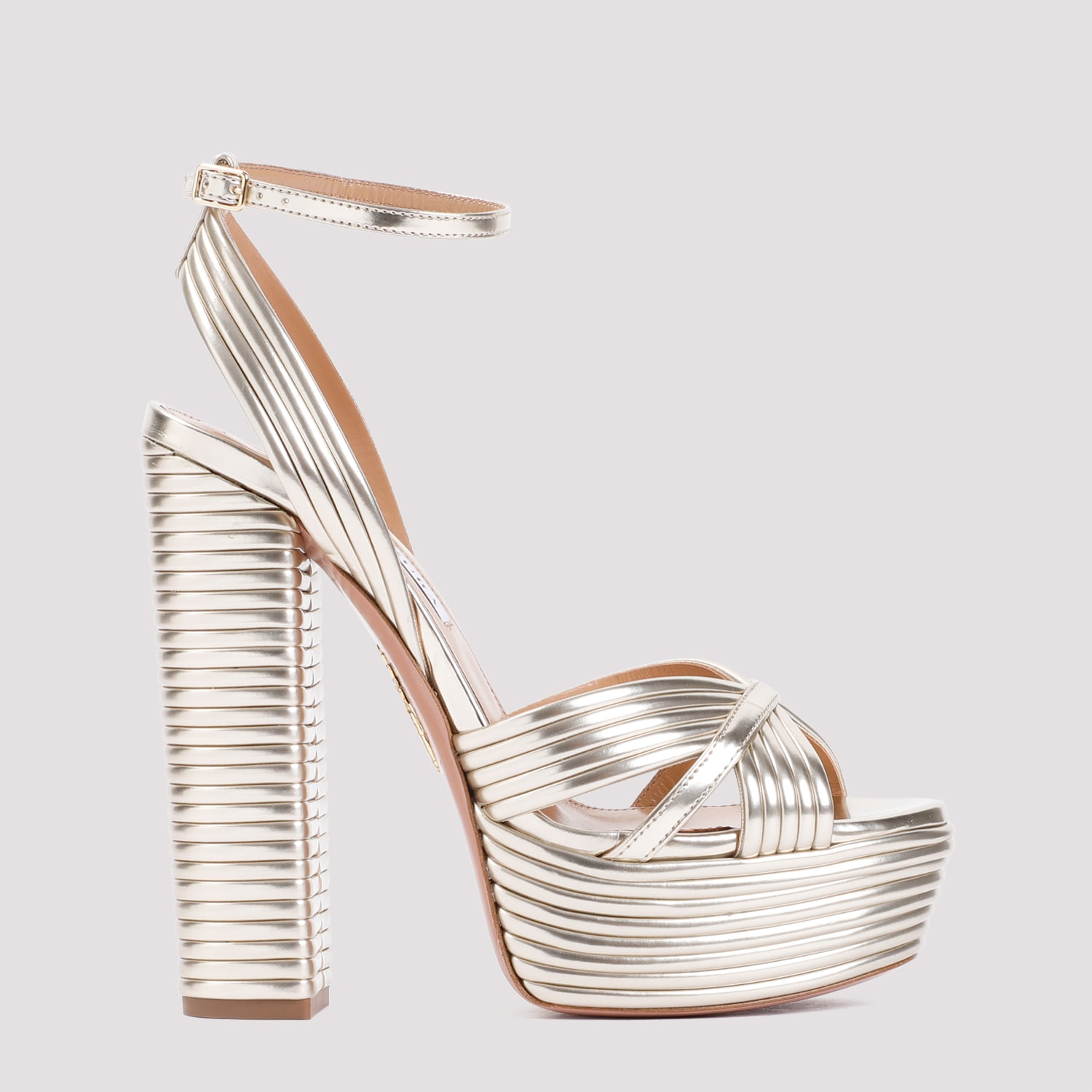 Aquazzura Gold Ankle-strap Heels In Gold