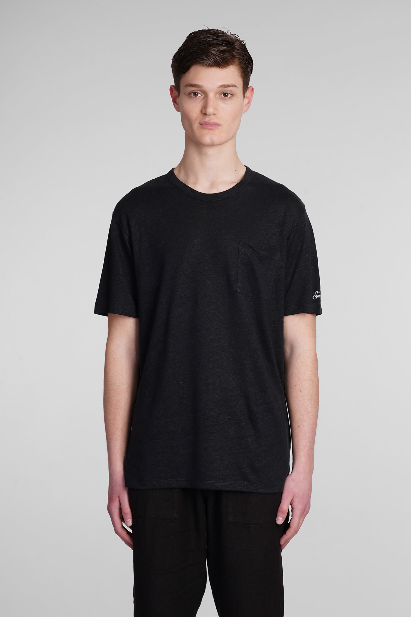 Shop Mc2 Saint Barth Ecstasea T-shirt In Black Linen