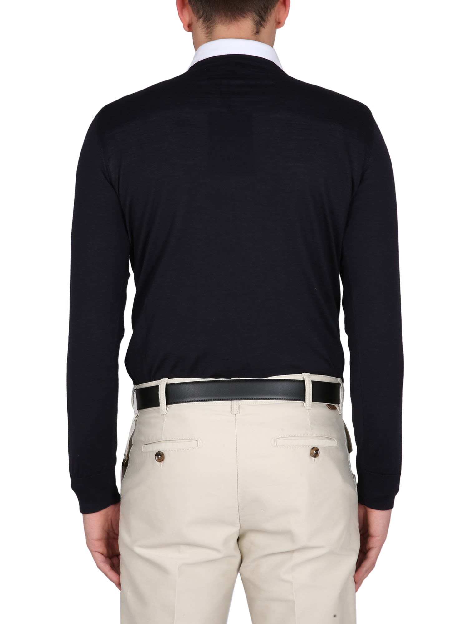 Zegna Cashmere And Silk Sweater In Blue