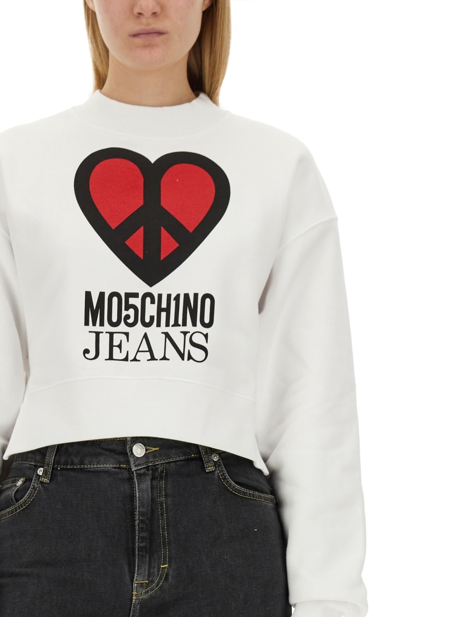 Shop M05ch1n0 Jeans Sweatshirt With Logo In White
