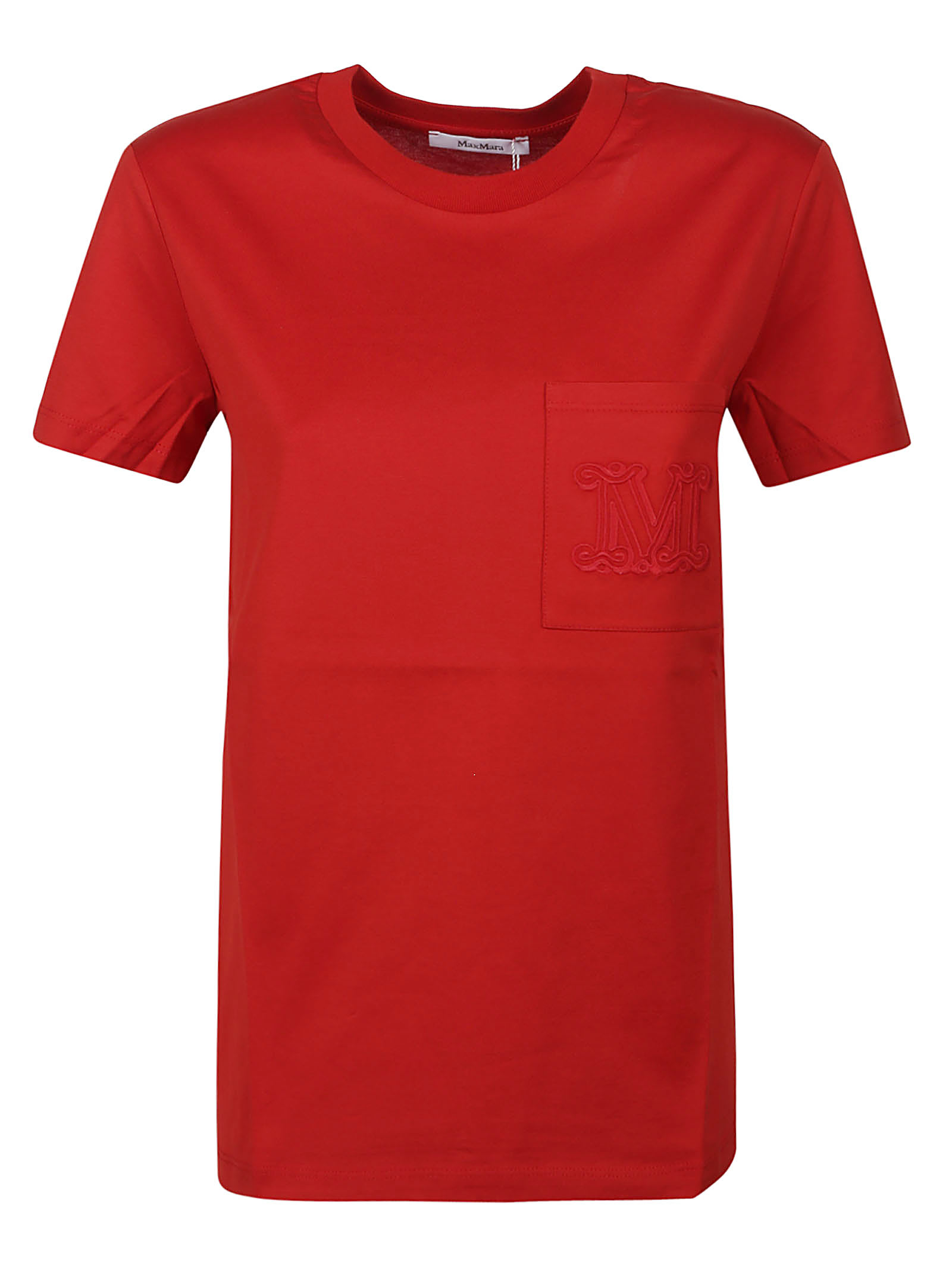 Max Mara Women Logo Embroidery T-shirt In Rosso