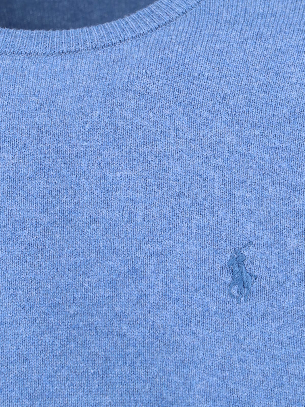 Polo Ralph Lauren Tailored Round Neck Sweater With Subtle Logo Detail In Blue