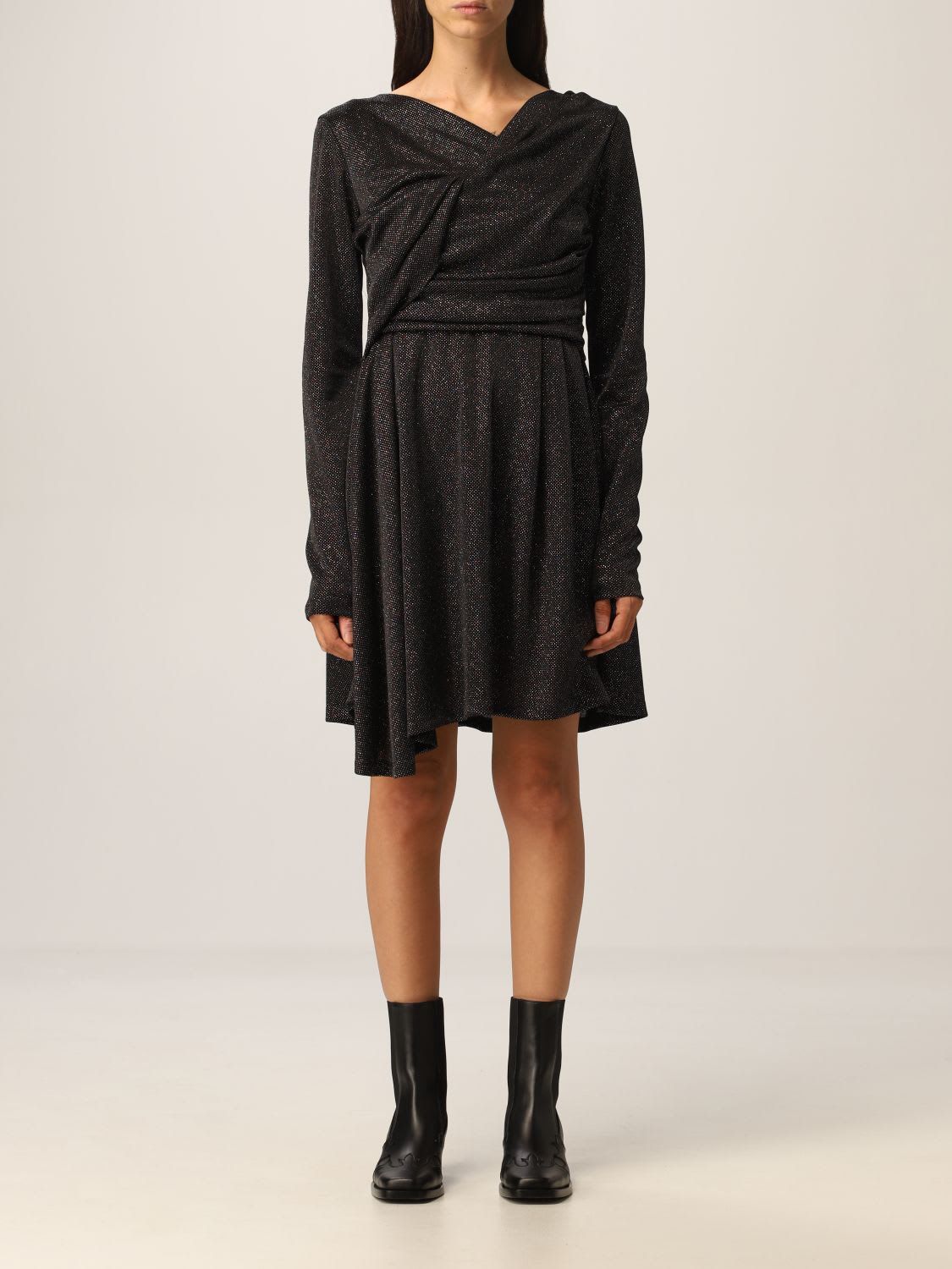 Msgm Dress Msgm Short Dress In Fabric With Micro Lamé Discs