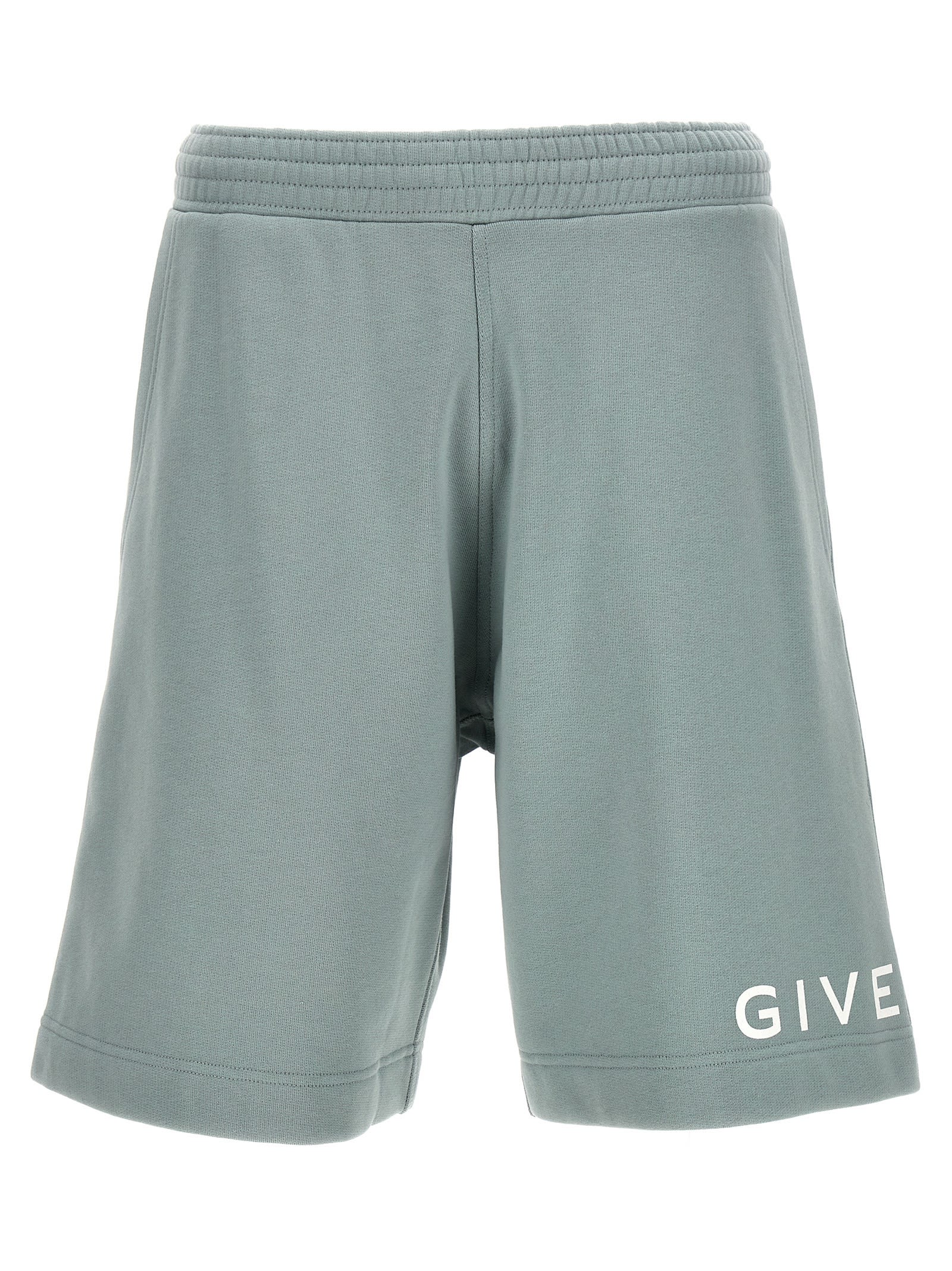 Shop Givenchy Logo Print Bermuda Shorts In Blue