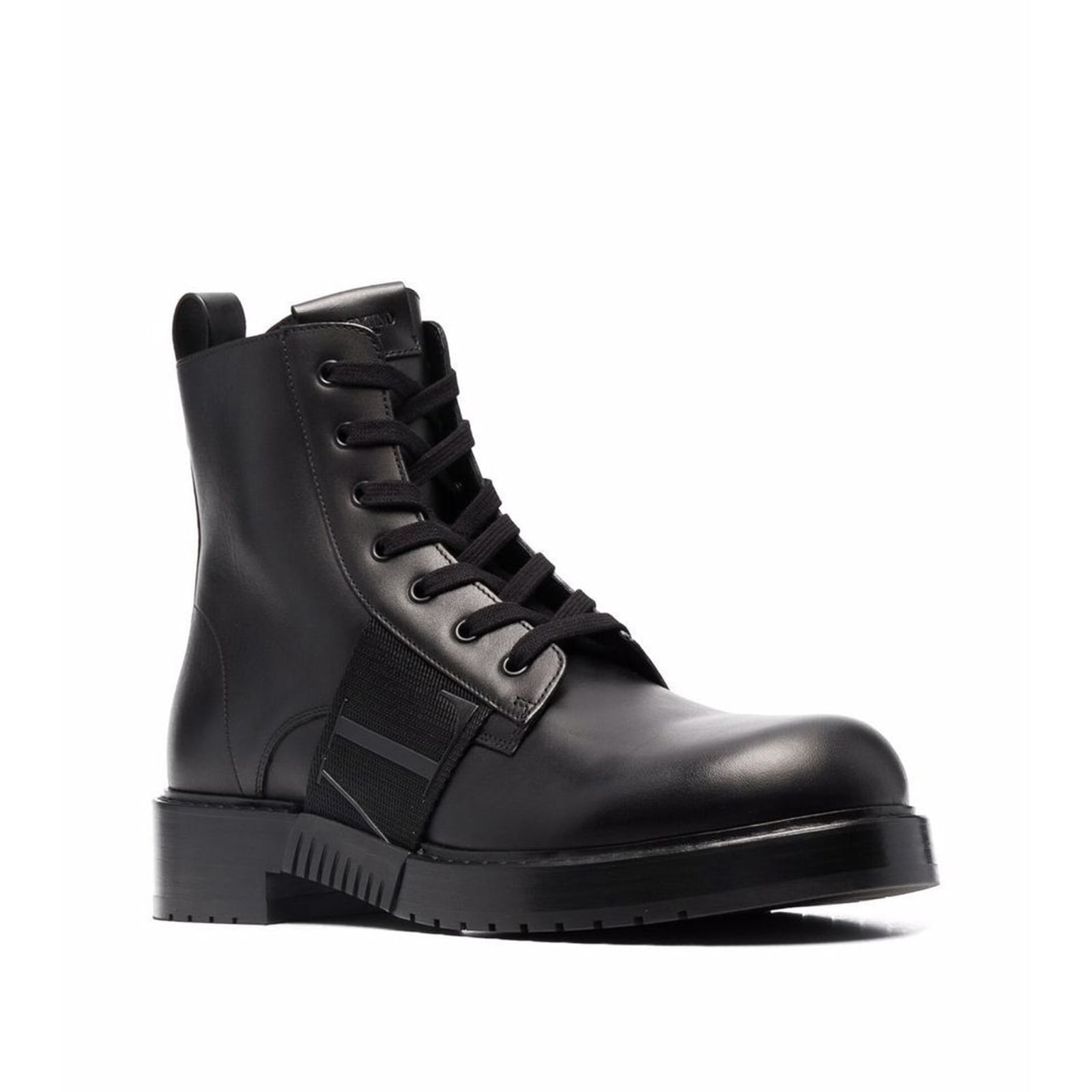 Shop Valentino Garavani Leather Logo Boots In Black