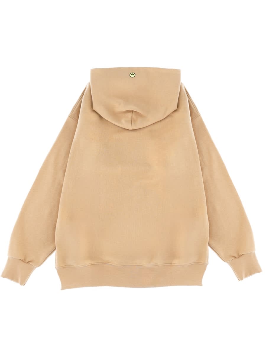 Barrow Oversized Hooded Sweatshirt Front Pocket In Brown