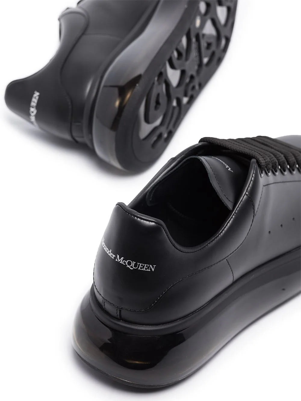 Shop Alexander Mcqueen Black Oversized Sneakers With Transparent Sole