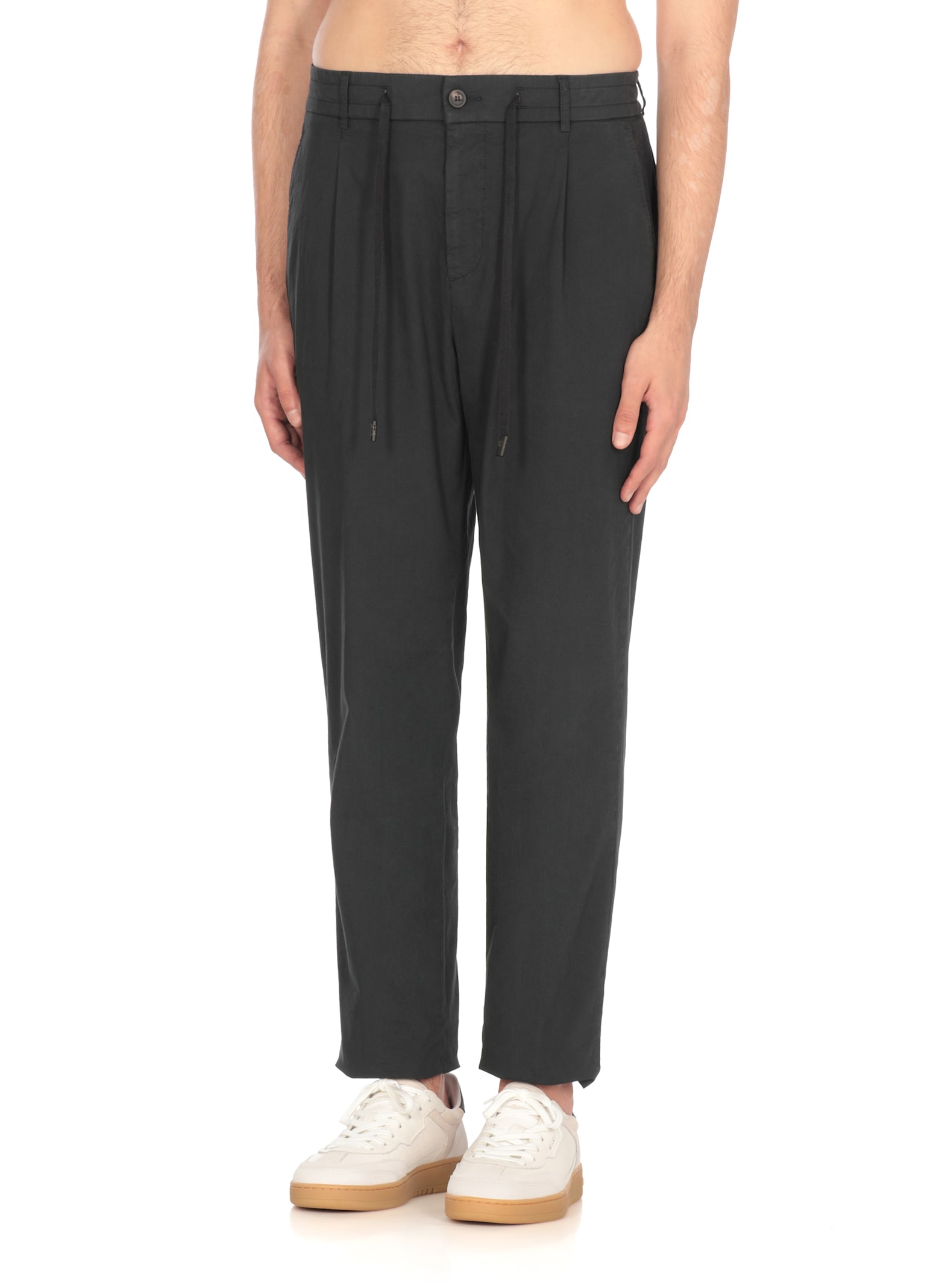 Peserico Straight Cotton Trousers Elastic Waist