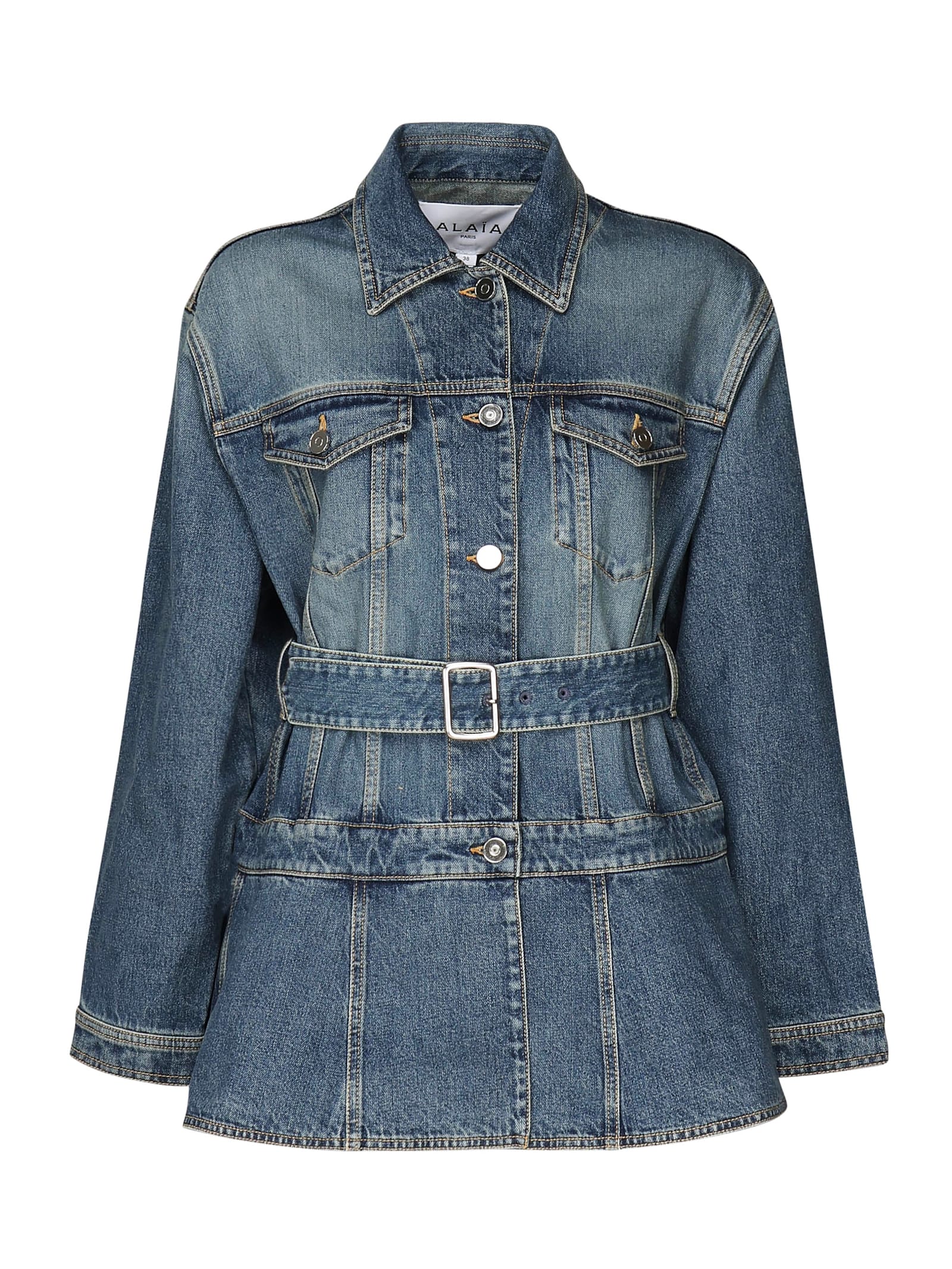Alaïa Denim Jacket With Baschina In Blue