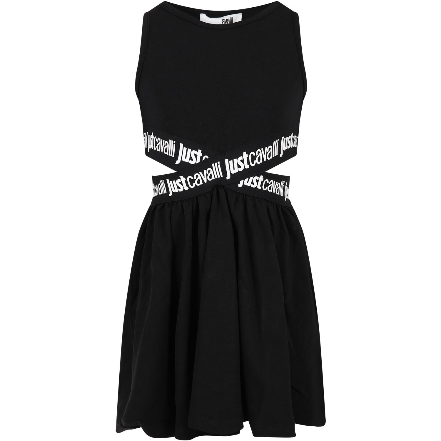Just Cavalli Black Dress For Girl With Logo