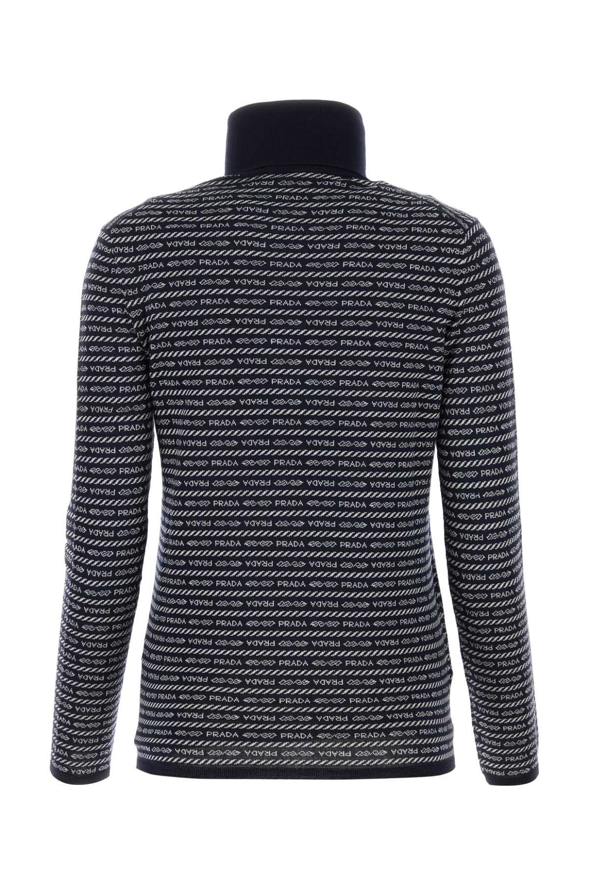 Shop Prada Embroidered Wool Sweater In Blubianco