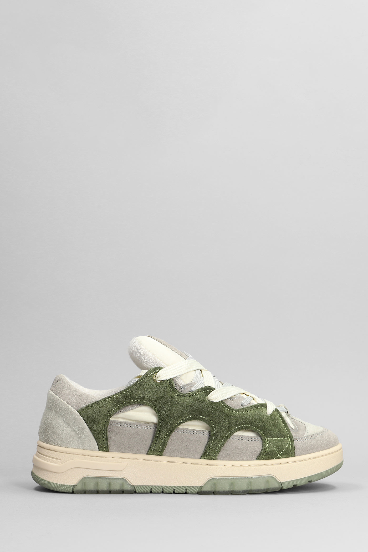 Shop Paura Santha 1 Sneakers In Green Suede And Fabric