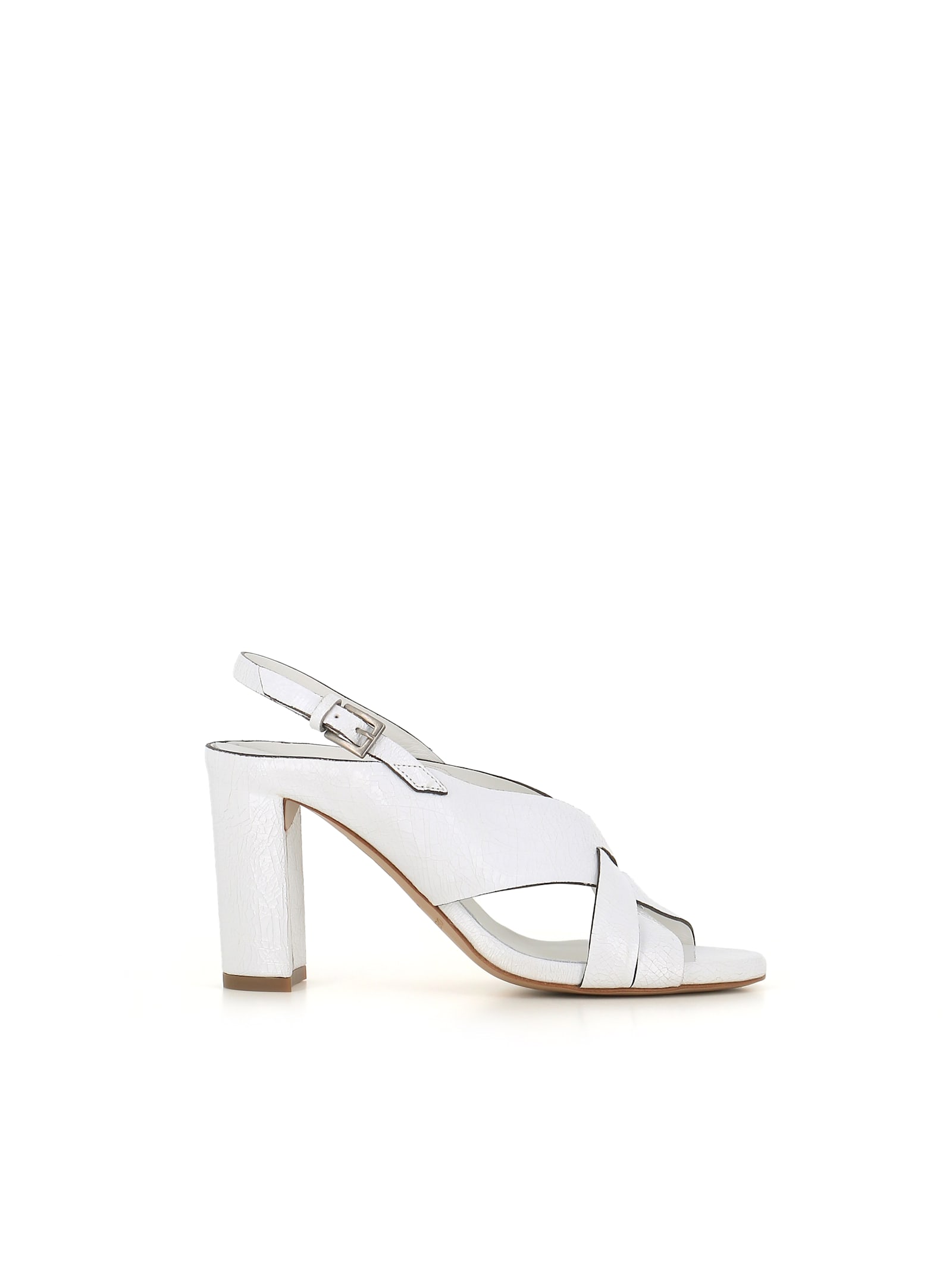 Del Carlo Slingback Cross-strap Sandals In White