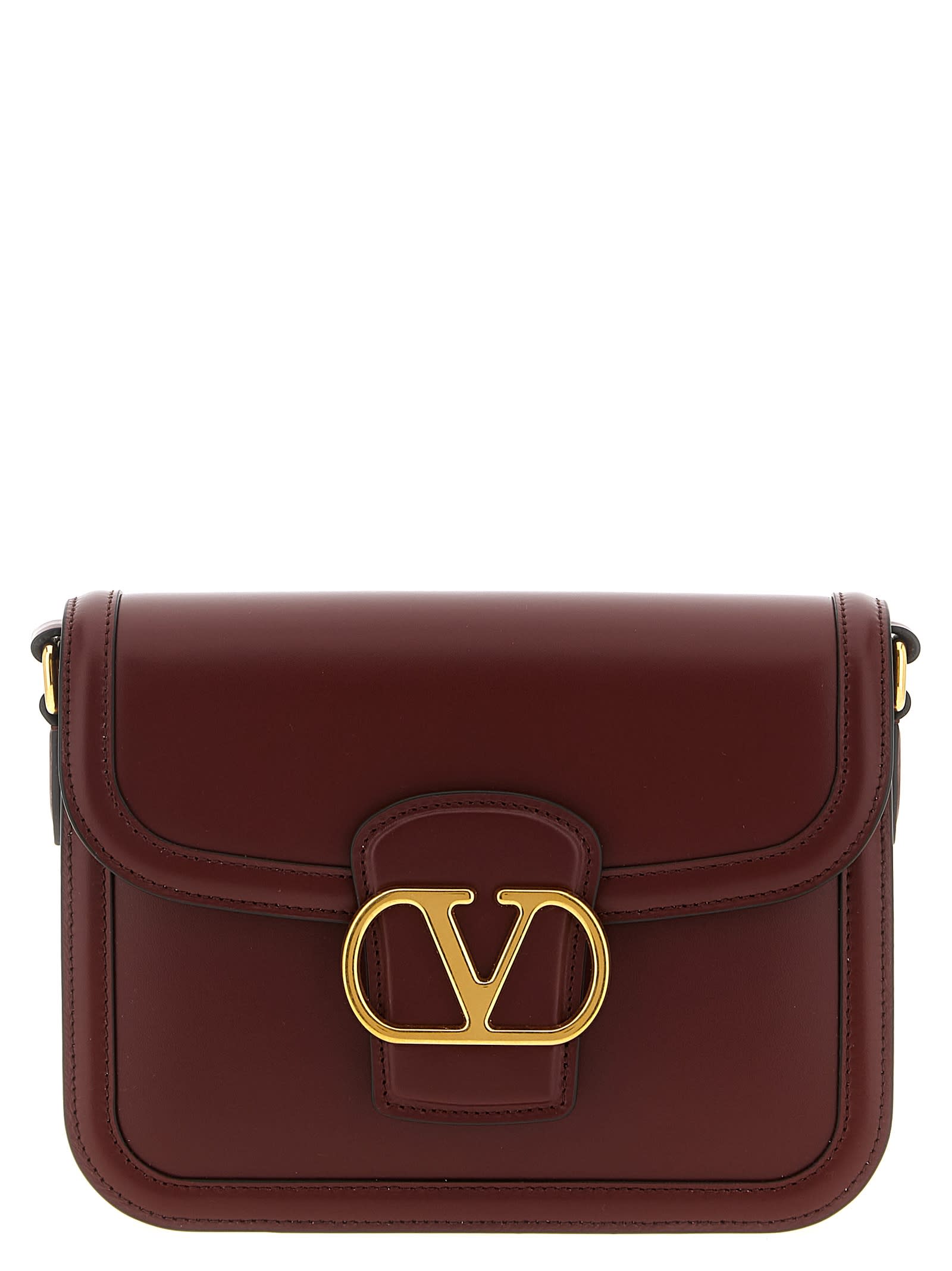 Valentino Womens Brick Ruby 9to5 Small Leather Shoulder Bag In Burgundy