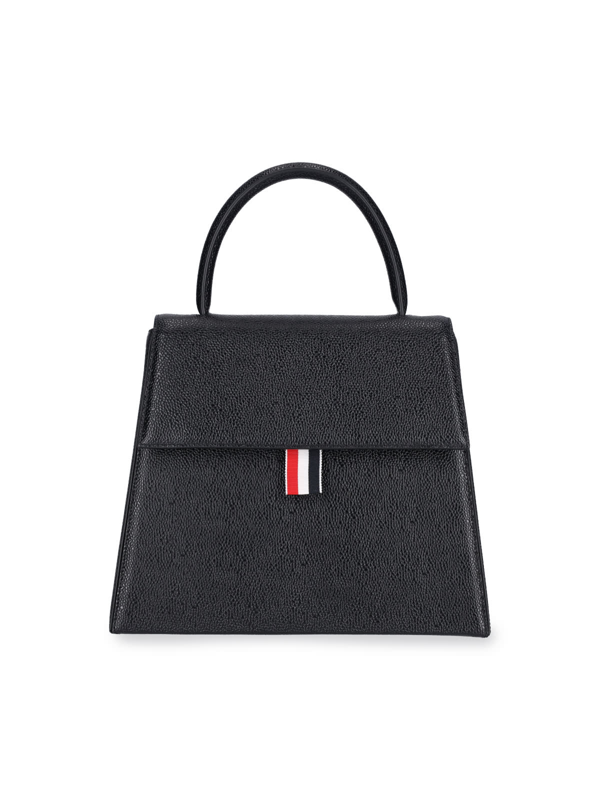 Thom Browne Trapeze Pebbled Leather Tote Bag In Black