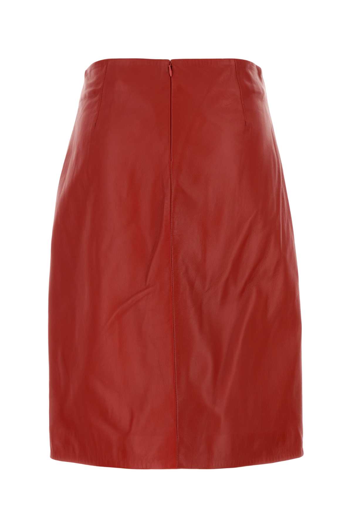Shop Loulou Studio Red Leather Ekare Skirt In Tomato
