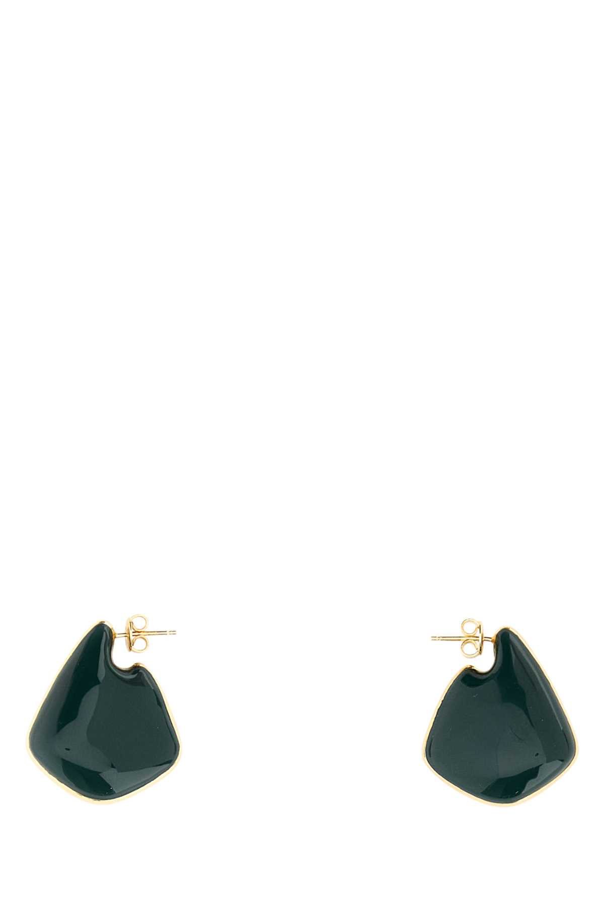 Shop Bottega Veneta Gold 925 Silver Small Fin Earrings In Silverdarkgreen