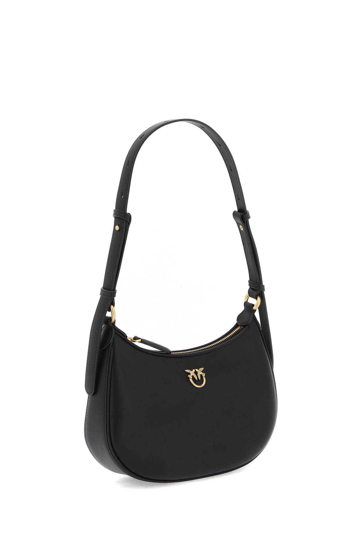Pinko Half Moon Shoulder Bag In Nero-antique Gold