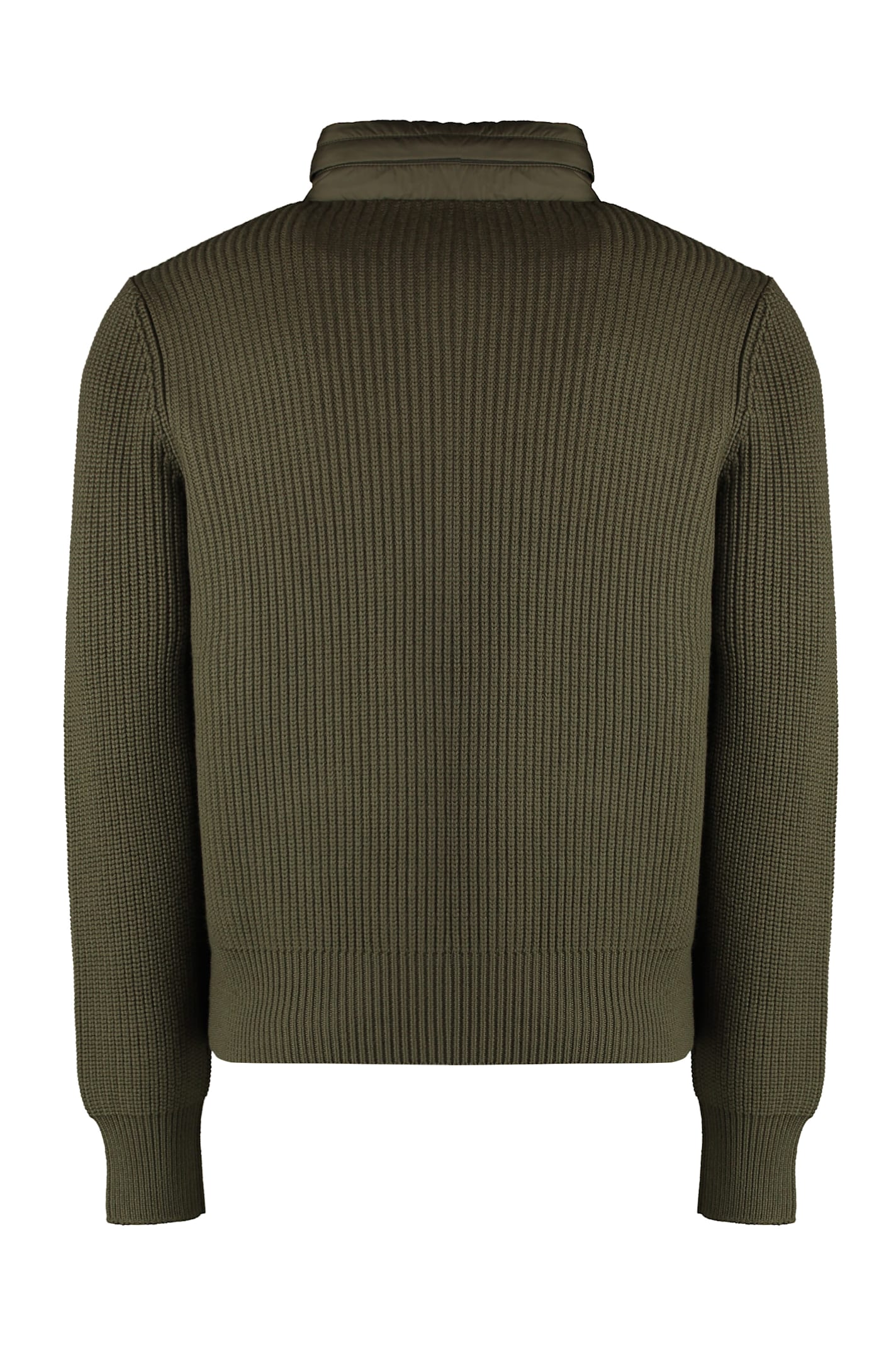 Shop Moncler Cardigan With Padded Front Panel In Green