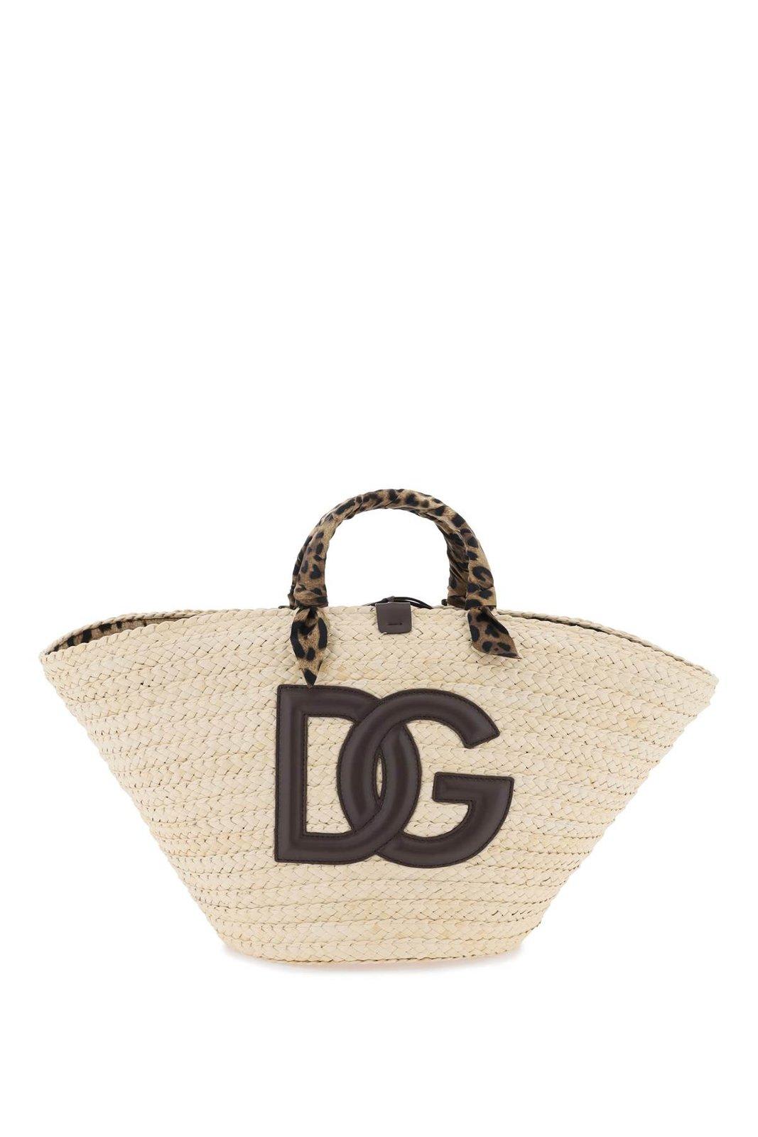 Shop Dolce & Gabbana Kendra Dg Patch Medium Shopper Bag In Neutrals