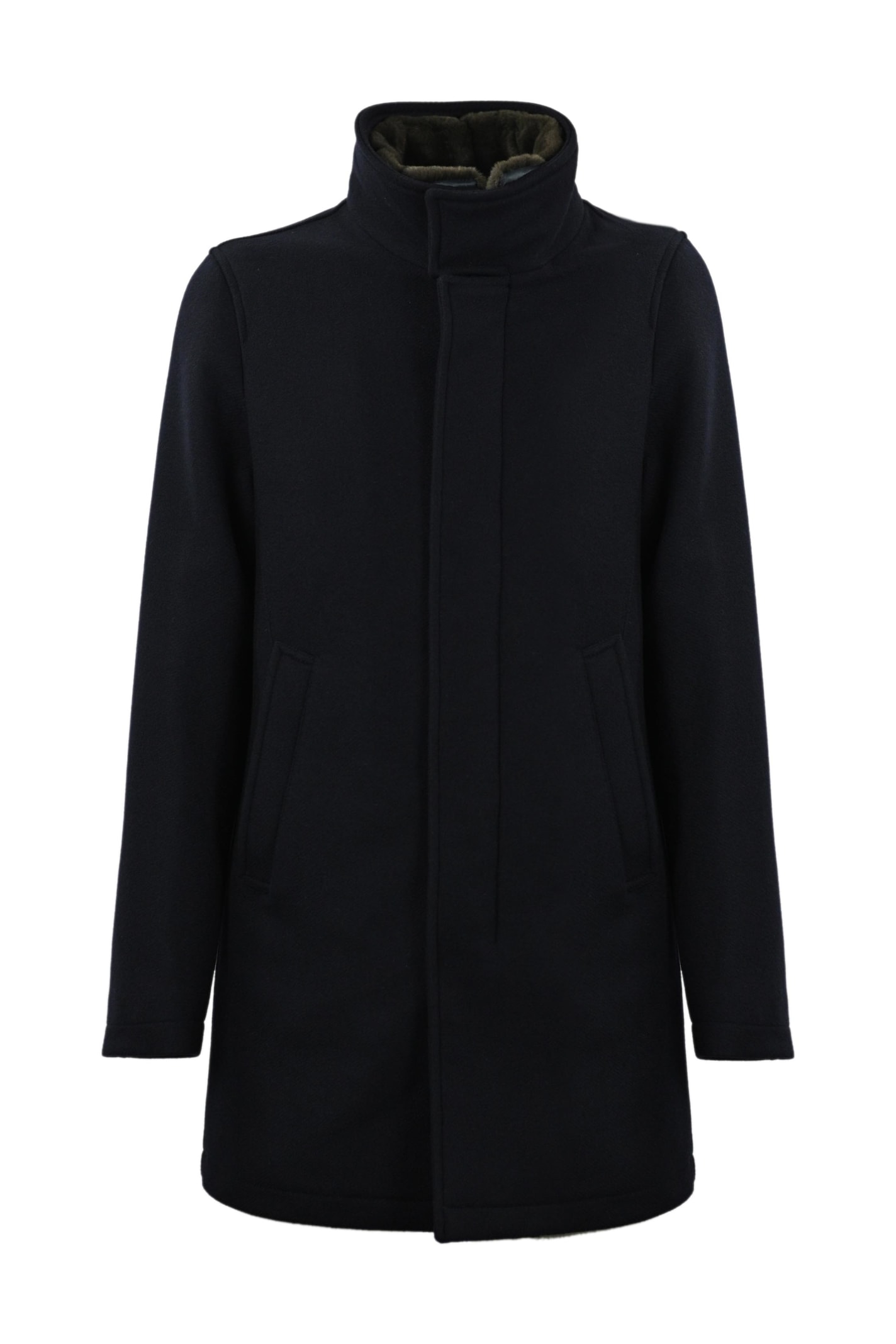 Herno Wool Quilted Jacket In Blu Scuro