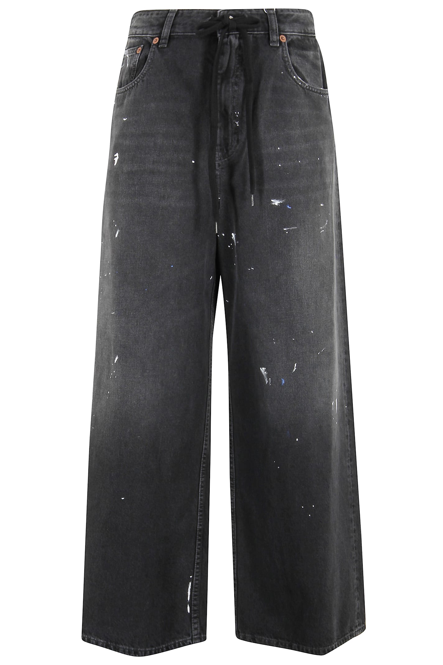 Mm6 Maison Margiela Loose Fit Denim Cotton Trousers In Black
